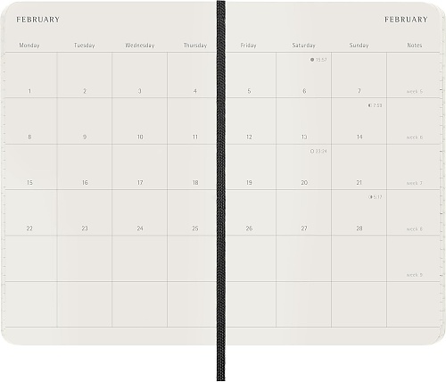 Kalendarz Moleskine 2027 12M rozmiar P (kieszonkowy 9x14 cm) Miesięczny Czarny Miękka oprawa (Moleskine Monthly Diary/Planner 2027 Pocket Black Soft Cover) - 8056999279738
