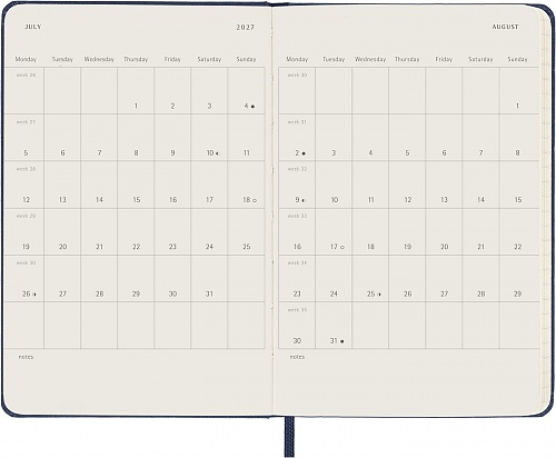 Kalendarz Moleskine 2027 12M rozmiar P (kieszonkowy 9x14 cm) Tygodniowy Niebieski/Szafirowy Twarda oprawa (Moleskine Weekly Notebook Diary/Planner 2027 Pocket Sapphire Blue Hard Cover) - 8056999279561