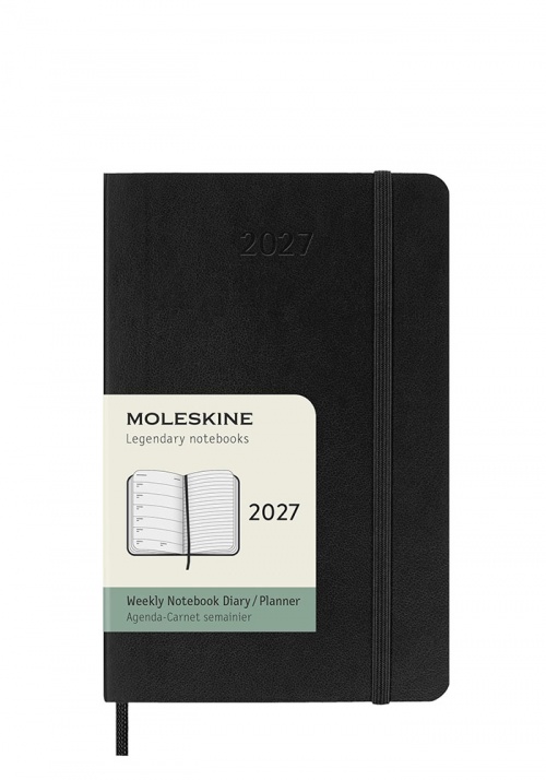Kalendarz Moleskine 2027 12M rozmiar P (kieszonkowy 9x14 cm) Tygodniowy Czarny Miękka oprawa (Moleskine Weekly Notebook Diary/Planner 2027 Pocket Black Soft Cover) - 8056999279615