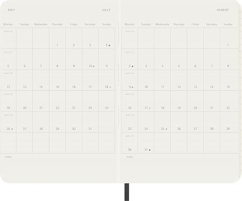 Kalendarz Moleskine 2027 12M rozmiar P (kieszonkowy 9x14 cm) Tygodniowy Czarny Miękka oprawa (Moleskine Weekly Notebook Diary/Planner 2027 Pocket Black Soft Cover) - 8056999279615