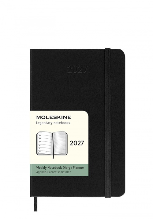 Kalendarz Moleskine 2027 12M rozmiar P (kieszonkowy 9x14 cm) Tygodniowy Czarny Twarda oprawa (Moleskine Weekly Notebook Diary/Planner 2027 Pocket Black Hard Cover) - 8056999279578