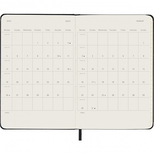 Kalendarz Moleskine 2027 12M rozmiar P (kieszonkowy 9x14 cm) Tygodniowy Czarny Twarda oprawa (Moleskine Weekly Notebook Diary/Planner 2027 Pocket Black Hard Cover) - 8056999279578