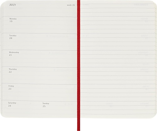 Kalendarz Moleskine 2027 12M rozmiar P (kieszonkowy 9x14 cm) Tygodniowy Czerwony/Szkarłatny Miękka oprawa (Moleskine Weekly Notebook Diary/Planner 2027 Pocket Scarlet Red  Soft Cover) - 8056999279622