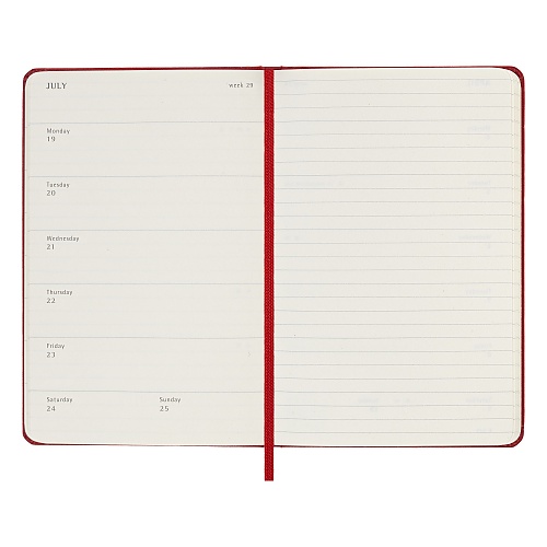 Kalendarz Moleskine 2027 12M rozmiar P (kieszonkowy 9x14 cm) Tygodniowy Czerwony/Szkarłatny Twarda oprawa (Moleskine Weekly Notebook Diary/Planner 2027 Pocket Scarlet Red Hard Cover) - 8056999279585