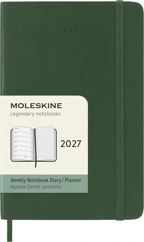 Kalendarz Moleskine 2027 12M rozmiar P (kieszonkowy 9x14 cm) Tygodniowy Zielony Mirt Miękka oprawa (Moleskine Weekly Notebook Diary/Planner 2027 Pocket Myrtle Green Soft Cover) - 8056999279974