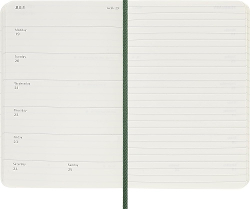 Kalendarz Moleskine 2027 12M rozmiar P (kieszonkowy 9x14 cm) Tygodniowy Zielony Mirt Miękka oprawa (Moleskine Weekly Notebook Diary/Planner 2027 Pocket Myrtle Green Soft Cover) - 8056999279974