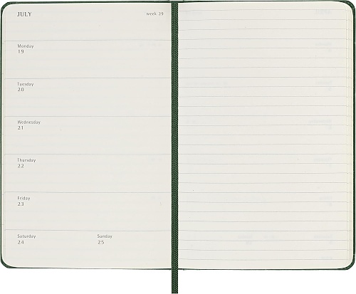 Kalendarz Moleskine 2027 12M rozmiar P (kieszonkowy 9x14 cm) Tygodniowy Zielony Mirt Twarda oprawa (Moleskine Weekly Notebook Diary/Planner 2027 Pocket Myrtle Green Hard Cover) - 8056999279967