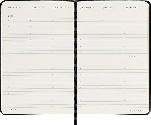 Kalendarz Moleskine 2027 12M rozmiar P (kieszonkowy 9x14 cm) Wertykalny Tygodniowy Czarny Twarda oprawa (Moleskine Weekly Vertical Diary/Planner 2027 Pocket Black Hard Cover) - 8056999279714