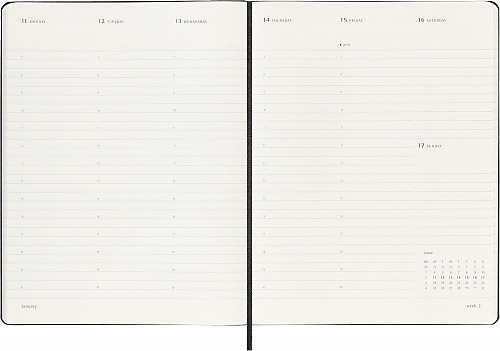 Kalendarz Moleskine 2027 12M PRO rozmiar XL (bardzo duży 19x25 cm) Wertykalny Tygodniowy Czarny Twarda oprawa (Moleskine Weekly Vertical 2027 PRO Planner Extra Large Black Hard Cover) - 8056999279486