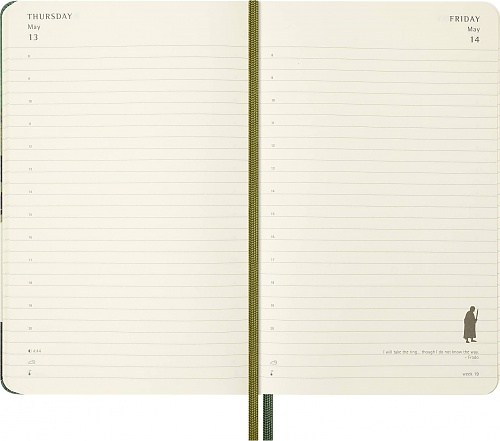 Kalendarz Moleskine 2027 12M Władca Pierścieni Merry Pippin i Entowie rozmiar L (duży 13x21 cm) Dzienny Zielony Twarda oprawa (Moleskine Limited Edition Lord of the Rings Merry & Pippin Daily Notebook/Planner 2027 Large Hard Cover) - 8056999279127