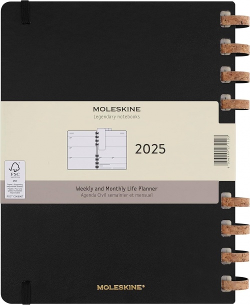 Kalendarz Moleskine 2025 12M rozmiar XL (bardzo duży 19x25 cm) na Spirali Tygodniowy i Miesięczny Czarny Twarda oprawa (Moleskine Weekly and Monthly Planner 2025 Extra Large Remake Midnight Hard Cover) - 8056999271503