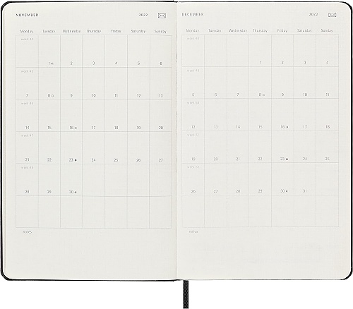 Kalendarz Moleskine+ 2022 12M Smart rozmiar L (duży 13x21 cm) Tygodniowy Czarny Twarda oprawa (Moleskine+ Weekly Notebook Diary/Planner 2022 Large Black Hard Cover) - 8056420858433