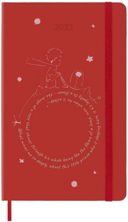 Kalendarz Moleskine 2023 12M Mały Książę \"Róża\" rozmiar L (duży 13x21 cm) Tygodniowy Czerwony Twarda oprawa (Moleskine Limited Edition PETIT PRINCE Rose Weekly Notebook/Planner 2023 Red Large Hard Cover) - 8056598852912