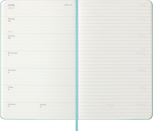 Kalendarz Moleskine 2025-2026 18-miesięczny rozmiar L (duży 13x21 cm) Tygodniowy Niebieski Akwamaryna Twarda oprawa (Moleskine Weekly Notebook Diary/Planner 2025/2026 Large Hard Aquamarine Cover) - 8056999276393