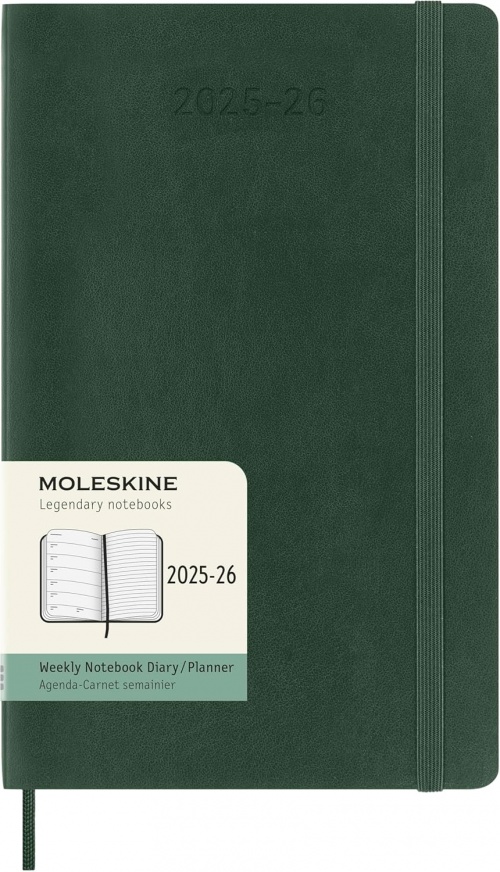 Kalendarz Moleskine 2025-2026 18-miesięczny rozmiar L (duży 13x21 cm) Tygodniowy Zielony Mirt Miękka oprawa (Moleskine Classic 18 Month 2025/26 Weekly Planner Soft Cover Large Myrtle Green) - 8056999275600