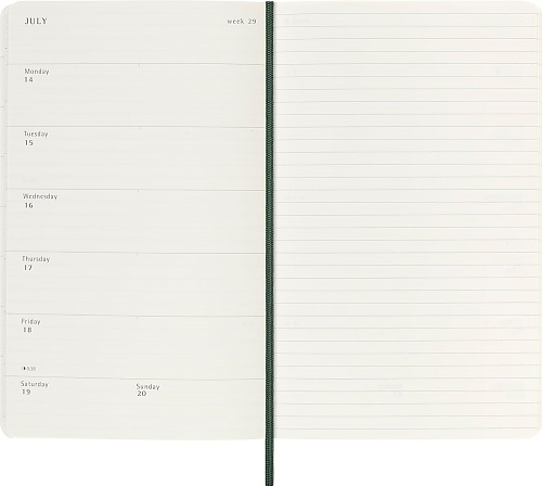 Kalendarz Moleskine 2025-2026 18-miesięczny rozmiar L (duży 13x21 cm) Tygodniowy Zielony Mirt Miękka oprawa (Moleskine Classic 18 Month 2025/26 Weekly Planner Soft Cover Large Myrtle Green) - 8056999275600