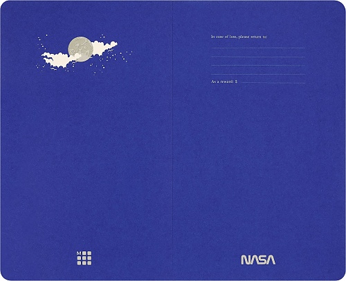 Moleskine NASA Zeszyt Volant L duży (13x21 cm) Czysty Niebieski Fluorescencyjny Miękka Okładka (Moleskine Limited Edition NASA Volant Journal Plain Blue Glow in Dark Cover) - 8056999277567