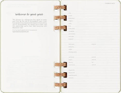 Kalendarz Moleskine 2025-2026 Akademicki (od lipca do czerwca) rozmiar L (13x21 cm) na Spirali Tygodniowy i Miesięczny Zielony Kiwi Twarda oprawa (Moleskine Academic Spiral Weekly and Monthly Planner 2025-2026 Large Crush Kiwi) - 8056999276508