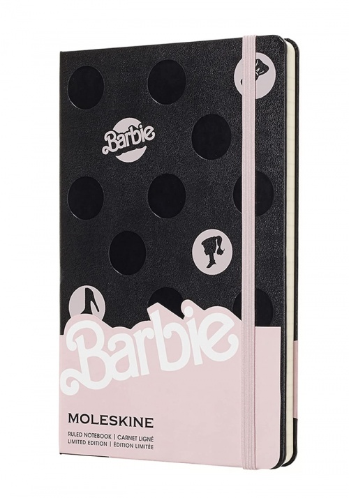 Notatnik Moleskine z serii Barbie L (13x21 cm) w Linie Czarny Twarda oprawa (Moleskine Barbie Limited Edition Large Plain Notebook Barbie Dots) - 8058341716779