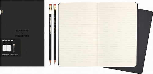Moleskine x Blackwing Zestaw do rysowania 2 Ołówki Twarde i 2 Zeszyty L duże (13x21 cm) w Linie Czarne (Moleskine x Blackwing Creative Set of 2 Cahier Ruled Journals and 2 Hard Pencils) - 8056999277970