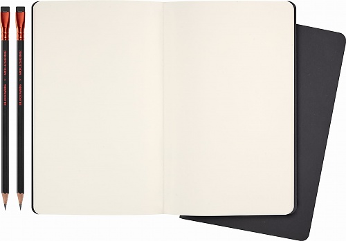 Moleskine NASA Zestaw 2 Zeszytów Cachier L dużych (13x21 cm) Czystych Czarny i Szary Miękka Okładka (Moleskine Limited Edition NASA Set of 2 Cahier Journal Plain Black and Gray Soft Cover) - 8056999277536