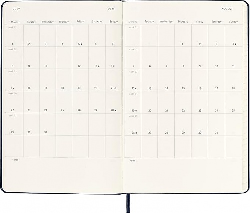 Kalendarz Moleskine 2024 12M rozmiar L (duży 13x21 cm) Dzienny Niebieski/Szafirowy Twarda oprawa (Moleskine Daily Notebook Diary/Planner 2024 Large Sapphire Blue Hard Cover) - 8056598856477