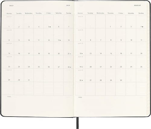 Kalendarz Moleskine 2023-2024 18-miesięczny rozmiar L (duży 13x21 cm) Horyzontalny Tygodniowy Czarny Twarda oprawa (Moleskine Weekly Horizontal Notebook Diary/Planner 2023/24 Large Black Hard Cover) - 8056598857047