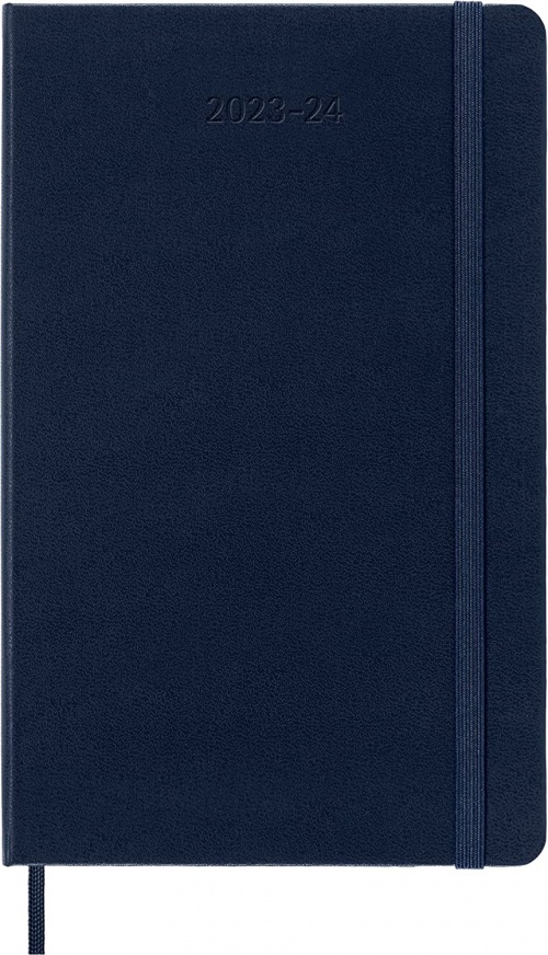 Kalendarz Moleskine 2023-2024 18-miesięczny rozmiar L (duży 13x21 cm) Tygodniowy Niebieski Ciemny/ Szafirowy Twarda oprawa (Moleskine Weekly Notebook Planner 2023/24 Large Hard Sapphire Blue Cover) - 8056598856903