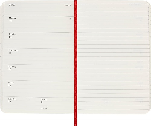 Kalendarz Moleskine 2023-2024 18-miesięczny rozmiar P (kieszonkowy 9x14 cm) Tygodniowy Czerwony/ Szkarłatny Miękka oprawa (Moleskine Weekly Notebook Planner 2023/24 Pocket Scarled Red Soft Cover) - 8056598857016
