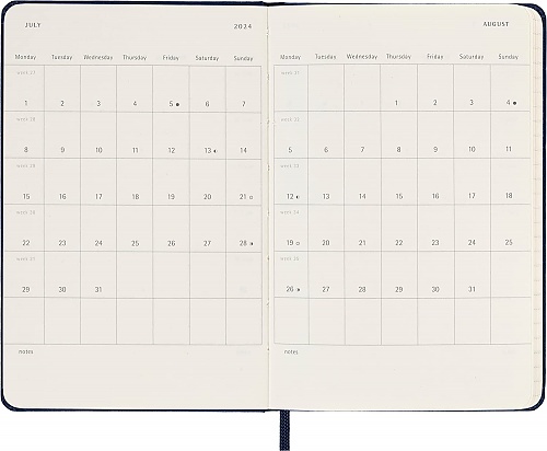 Kalendarz Moleskine 2023-2024 18-miesięczny rozmiar P (kieszonkowy 9x14 cm) Tygodniowy Niebieski/ Szafirowy Twarda oprawa (Moleskine Weekly Notebook Planner 2023/24 Pocket Sapphire Blue Hard Cover) - 8056598856965