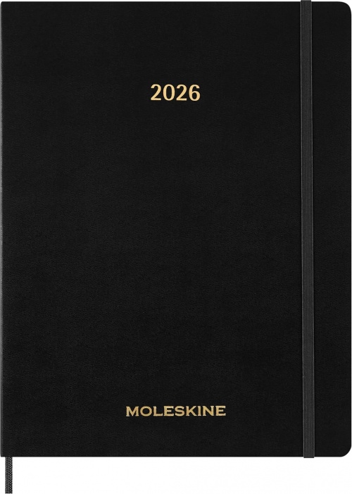 Kalendarz Moleskine 2026 12M rozmiar XXL (bardzo duży 23,5x28,14cm) Wertykalny Tygodniowy Czarny Miękka oprawa (Moleskine Weekly Vertical Diary/Planner 2026 XXL Black Soft Cover) - 8056999276515