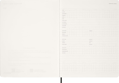 Kalendarz Moleskine 2026 12M rozmiar XXL (bardzo duży 23,5x28,14cm) Wertykalny Tygodniowy Czarny Miękka oprawa (Moleskine Weekly Vertical Diary/Planner 2026 XXL Black Soft Cover) - 8056999276515