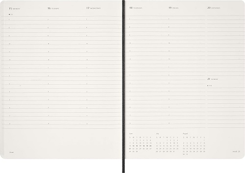 Kalendarz Moleskine 2026 12M rozmiar XXL (bardzo duży 23,5x28,14cm) Wertykalny Tygodniowy Czarny Miękka oprawa (Moleskine Weekly Vertical Diary/Planner 2026 XXL Black Soft Cover) - 8056999276515