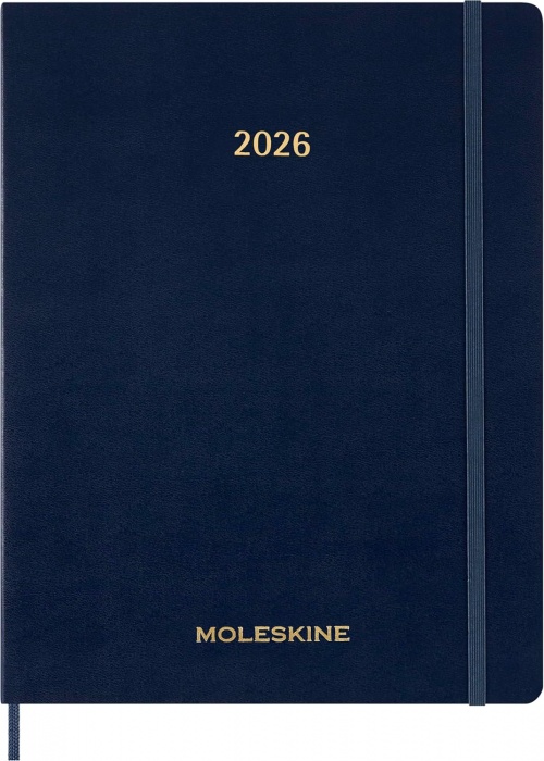 Kalendarz Moleskine 2026 12M rozmiar XXL (bardzo duży 23,5x28,14cm) Wertykalny Tygodniowy Niebieski/Szafirowy Miękka oprawa (Moleskine Weekly Vertical Diary/Planner 2026 XXL Sapphire Blue Soft Cover) - 8056999276522