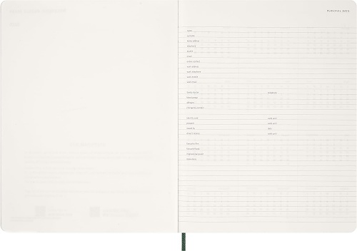 Kalendarz Moleskine 2026 12M rozmiar XXL (bardzo duży 23,5x28,14cm) Wertykalny Tygodniowy Zielony Mirt Miękka oprawa (Moleskine Weekly Vertical Diary/Planner 2026 XXL Myrtle Green Soft Cover) - 8056999276539