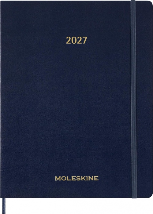 Kalendarz Moleskine 2027 12M rozmiar XXL (bardzo duży 23,5x28,14cm) Wertykalny Tygodniowy Niebieski/Szafirowy Miękka oprawa (Moleskine Weekly Vertical Diary/Planner 2027 XXL Sapphire Blue Soft Cover) - 8056999278847