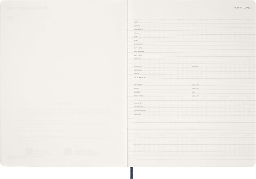 Kalendarz Moleskine 2027 12M rozmiar XXL (bardzo duży 23,5x28,14cm) Wertykalny Tygodniowy Niebieski/Szafirowy Miękka oprawa (Moleskine Weekly Vertical Diary/Planner 2027 XXL Sapphire Blue Soft Cover) - 8056999278847