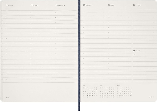 Kalendarz Moleskine 2027 12M rozmiar XXL (bardzo duży 23,5x28,14cm) Wertykalny Tygodniowy Niebieski/Szafirowy Miękka oprawa (Moleskine Weekly Vertical Diary/Planner 2027 XXL Sapphire Blue Soft Cover) - 8056999278847