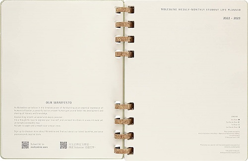 Kalendarz Moleskine 2022-2023 Akademicki (od lipca do czerwca) rozmiar XL (19x25 cm) na Spirali Tygodniowy i Miesięczny Zielony Kiwi Twarda oprawa (Moleskine Academic Spiral Weekly and Monthly Planner 2022-2023 Extra Large Crush Kiwi) - 8056598851724
