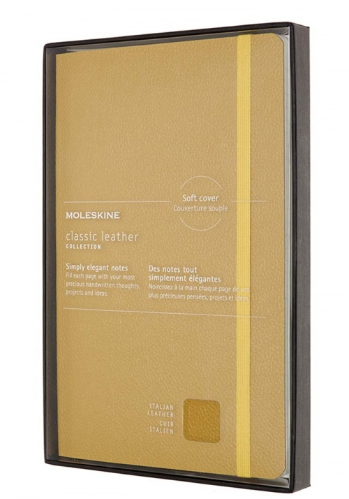 Skórzany Notatnik Moleskine Edycja limitowana L duży (13x21cm) w Linie Żółty Twarda oprawa (Moleskine Leather Ruled Notebook Large Yellow Hard Cover) - 8053853605955