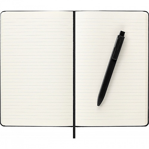Notatnik i Długopis Moleskine L duży (13x21cm) w Linie Czarny Twarda oprawa Zestaw w Pudełku (Moleskine Ruled Notebook Large Hard & Go Pen Bundle Black) - 8053853603623