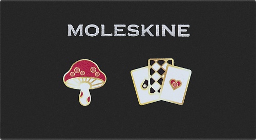 Moleskine 2 Przypinki Alicja w Krainie Czarów Muchomor i Karty (Moleskine Set of 2 Alice in Wonderland Pins Mushroom & Cards) - 8056711513836