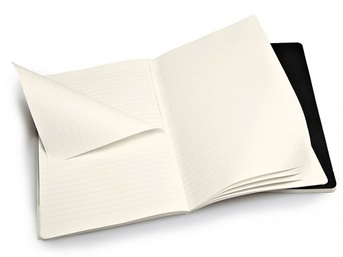 Zestaw 2 zeszytów Moleskine Volant L duże (13x21 cm) w Linie Czarne Miękka oprawa (Moleskine Volant Set of 2 Large Ruled Journals Black Soft Cover) - 9788867320516