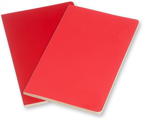 Zestaw 2 zeszytów Moleskine Volant L duże (13x21 cm) Czyste Czerwona Pelargonia / Czerwony Szkarłatny Miękka oprawa (Moleskine Volant Set of 2 Large Plain Journals Geranium Red / Scarlet Red Soft Cover) - 8051272890518