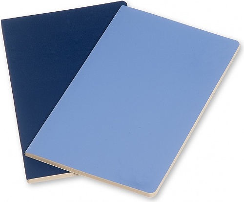 Zestaw 2 zeszytów Moleskine Volant XL extra duże (19x25 cm) Czyste Niebieskie Pudrowy i Królewski Miękka oprawa (Moleskine Volant Set of 2 Extra Large Plain Journals Powder Blue / Royal Blue Soft Cover) - 8051272890587