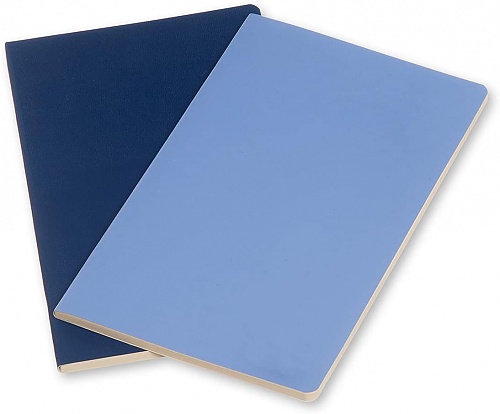 Zestaw 2 zeszytów Moleskine Volant L duże (13x21 cm) Czyste Niebieske Pudrowy i Królewski Miękka oprawa (Moleskine Volant Set of 2 Large Plain Journals Powder Blue / Royal Blue Soft Cover) - 8051272890525