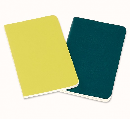 Zestaw 2 zeszytów Moleskine Volant XS bardzo małe (6.5x10.5 cm) Czyste Żółty Cytrynowy i Sosnowa Zieleń Miękka oprawa (Moleskine Volant Set of 2 Plain Journals XS Pine Green Lemon Yellow Soft Cover) - 8058647620626