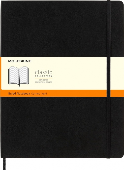 Notatnik Moleskine XXL bardzo duży (21,6x27,9 cm) w Linie Czarny Miękka oprawa (Moleskine Classic Notebook Soft Cover XXL Ruled Black) - 8053853602770