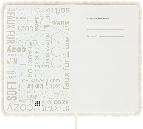 Notatnik Futrzasty Moleskine L duży (13x21cm) w Linie Miękka oprawa z Kremowo Białego Sztucznego Futra w Pudełu (Moleskine Limited Edition Faux Fur Ruled Notebook Large Soft Cream White Cover) - 8056598855388