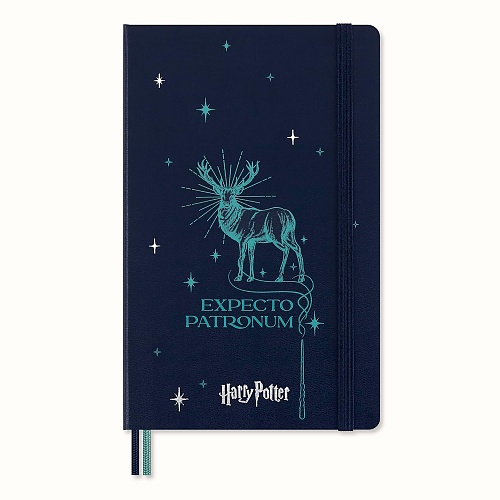 Notatnik Moleskine Harry Potter Expecto Patronum (duży 13x21) w Linie Granatowy Fluorescencyjny Twarda oprawa (Moleskine Harry Potter Expecto Patronum with glow effect Limited Edition Notebook Ruled Large Hard Cover) - 8056999272180